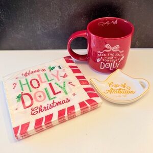 Festive Red Dolly Parton Mug and Napkin Set
